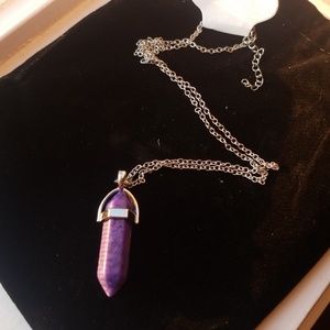 Hexagonal Crystal Dark Amythest Necklace NEW